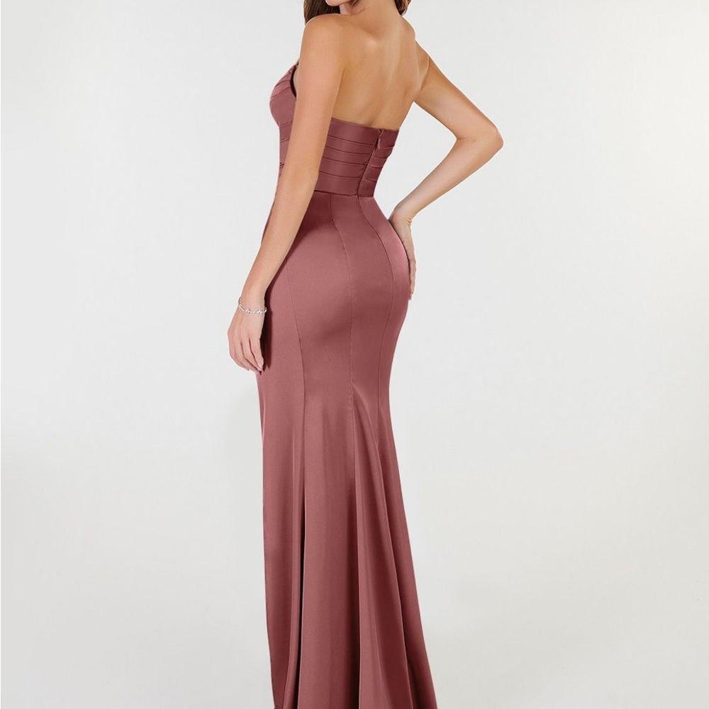 Pink Strapless Ruched Gown for Prom - Picture 4 of 7